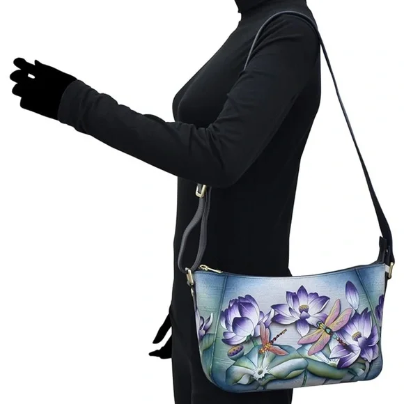 Anuschka Large Triple Compartment Hobo- Tranquil Pond - Picture 6 of 6